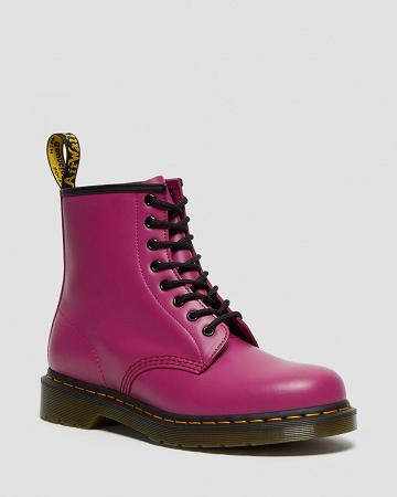 Pink Men's Dr Martens 1460 Smooth Leather Lace Up Boots | CA 532QMA